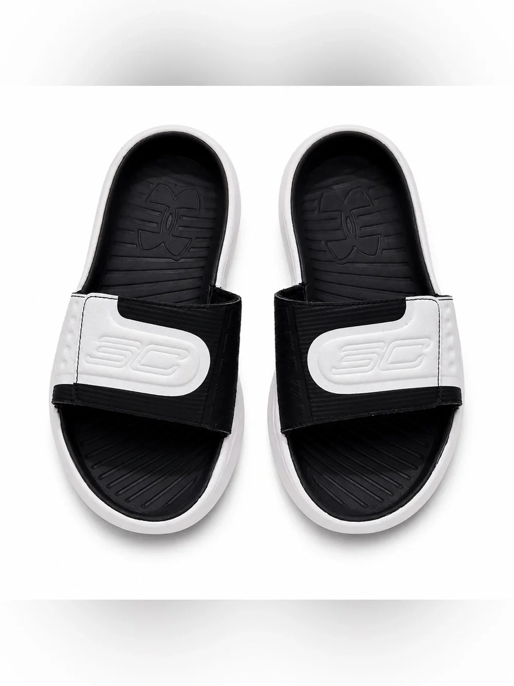 Under Armour Kids' Black & White Slide Sandals Size 1Y